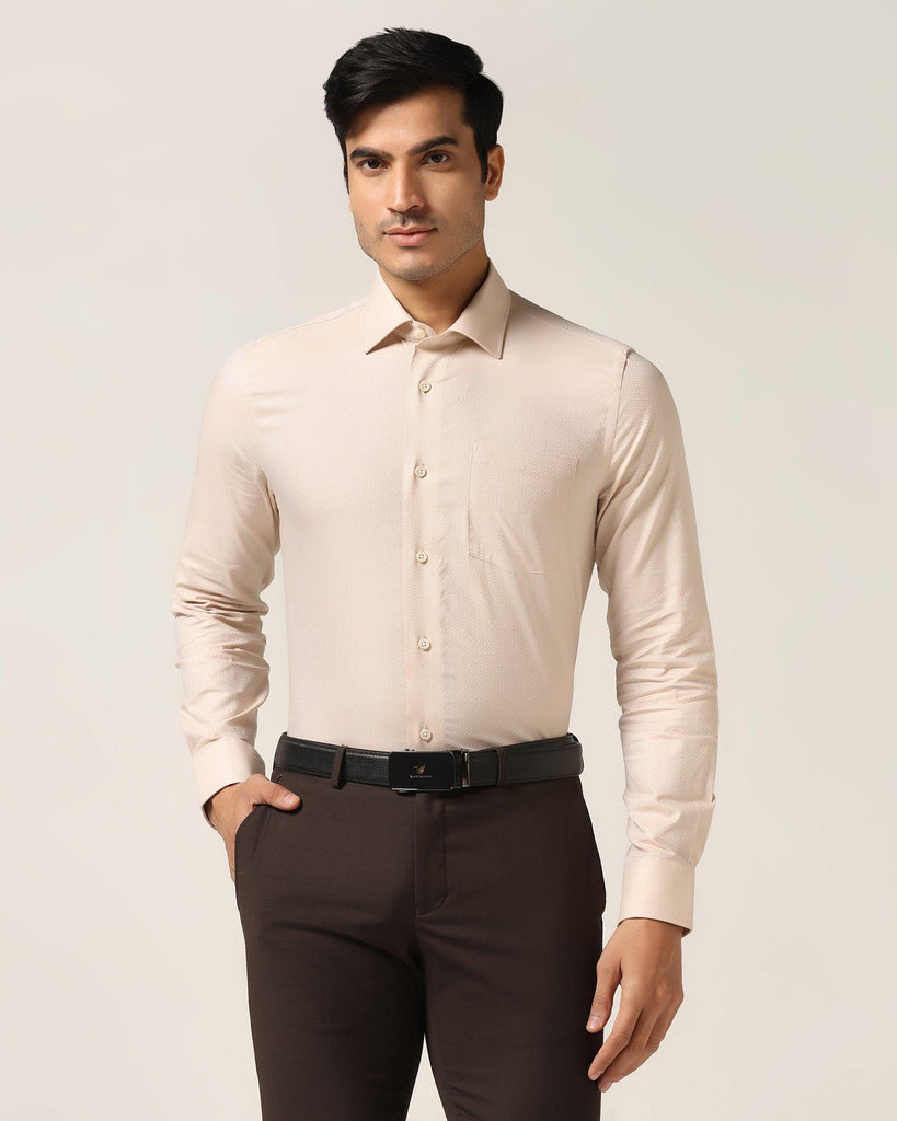 Formal Beige Textured Shirt - Stack