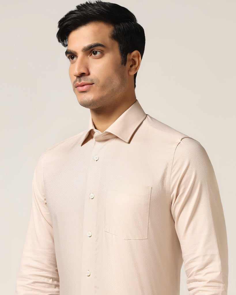 Formal Beige Textured Shirt - Stack