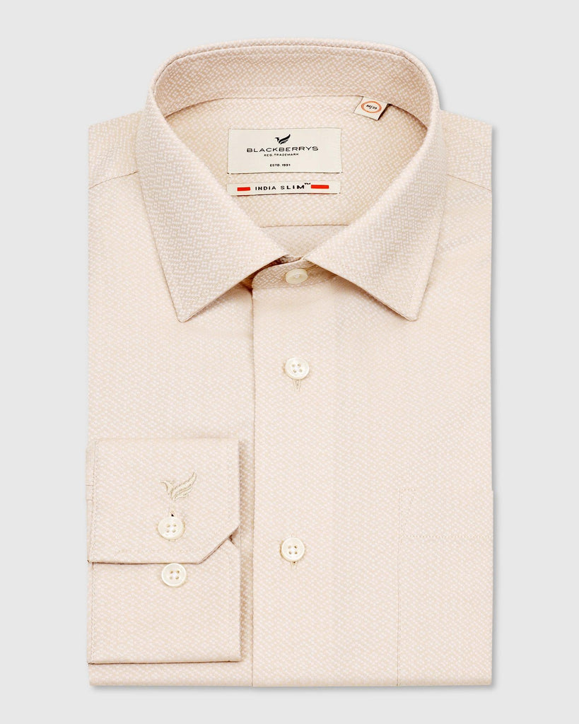 Formal Beige Textured Shirt - Stack