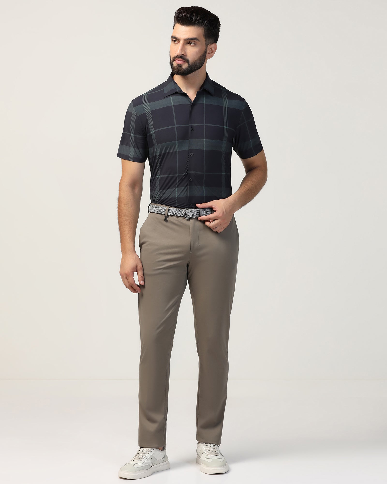 TechPro Formal Half Sleeve Black Check Shirt - Shelby