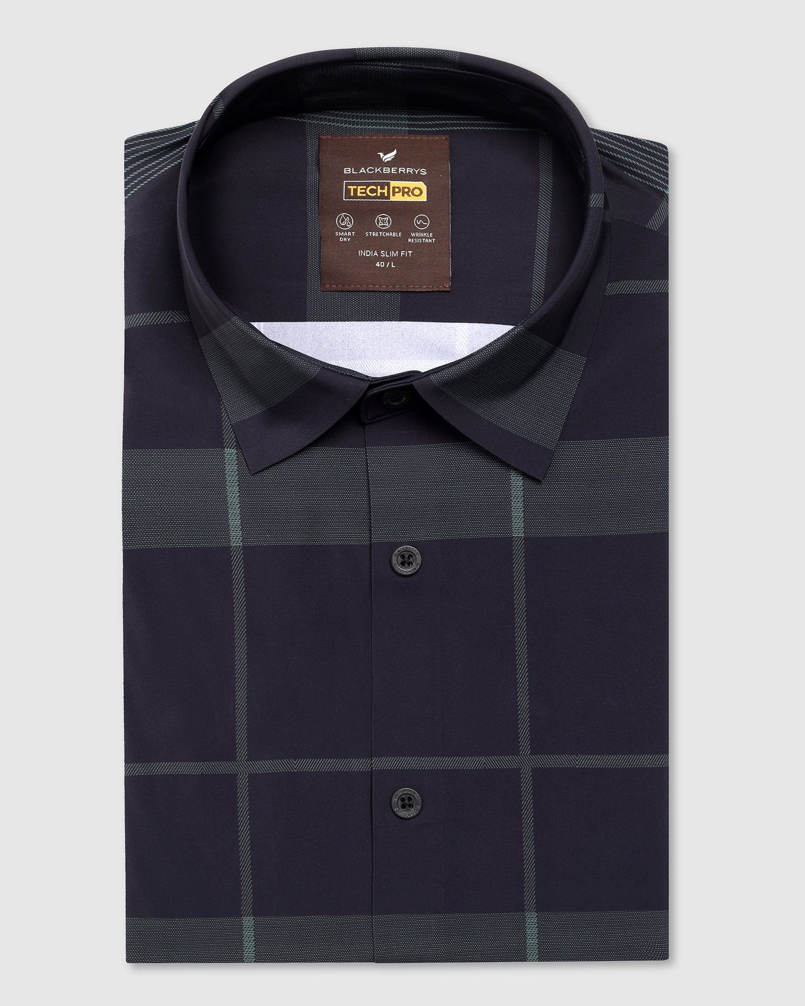 TechPro Formal Half Sleeve Black Check Shirt - Shelby