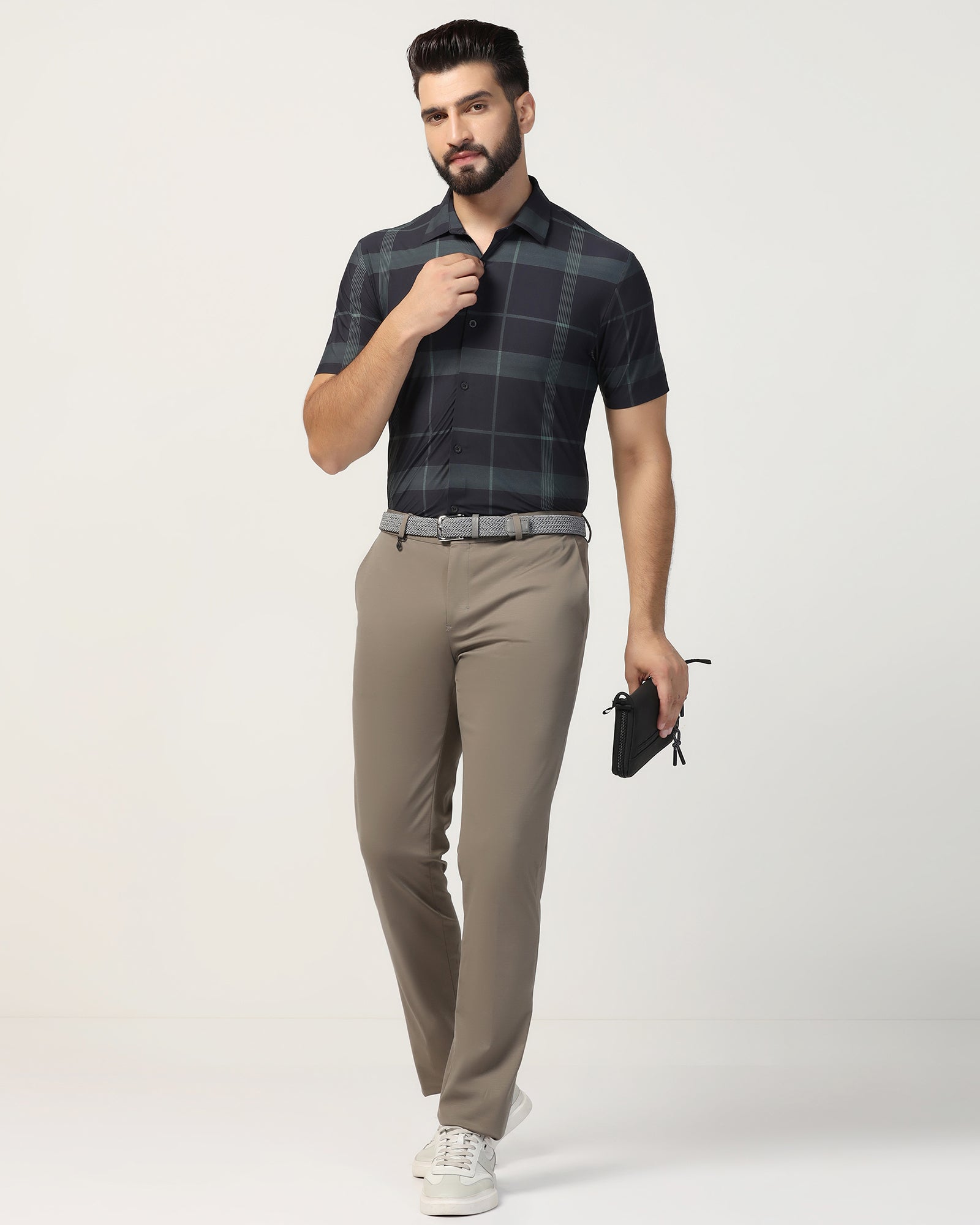 TechPro Formal Half Sleeve Black Check Shirt - Shelby