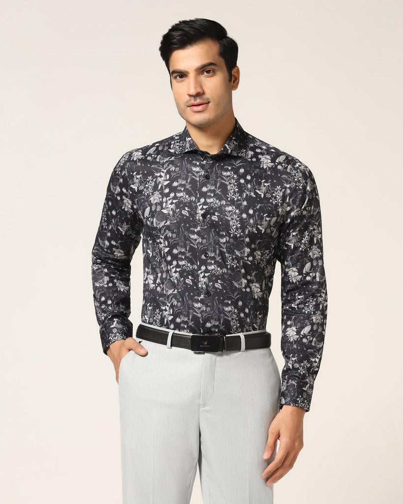 Formal Black Printed Shirt - Fret