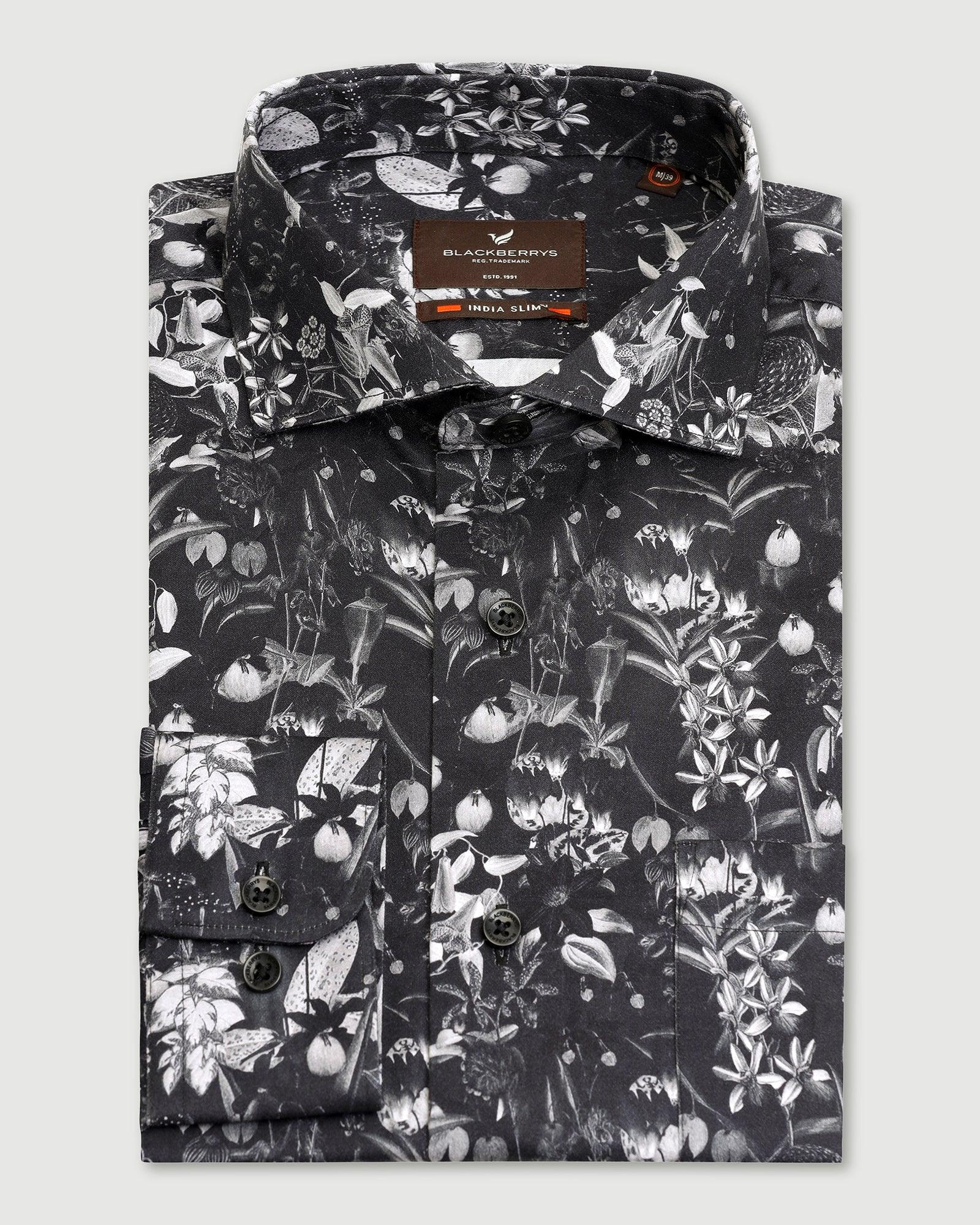 Formal Black Printed Shirt - Fret