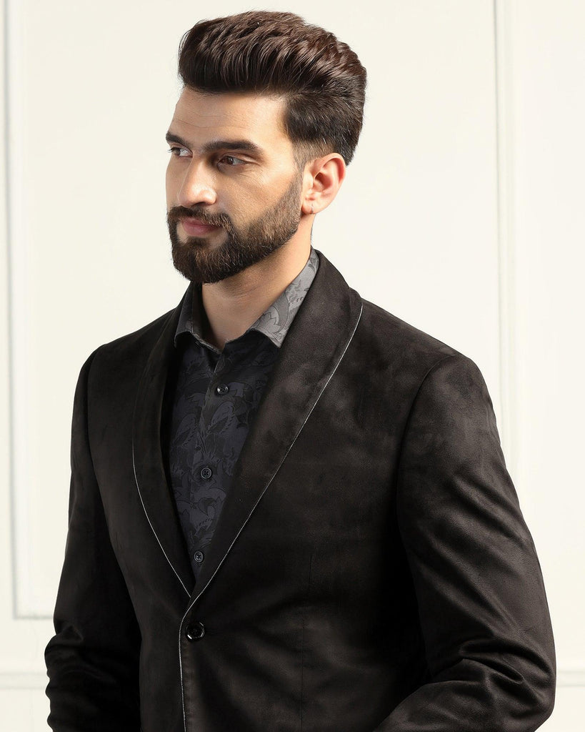 Formal Black Solid Blazer - Alcazar