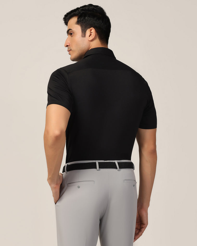 TechPro Formal Half Sleeve Black Solid Shirt - Alfie