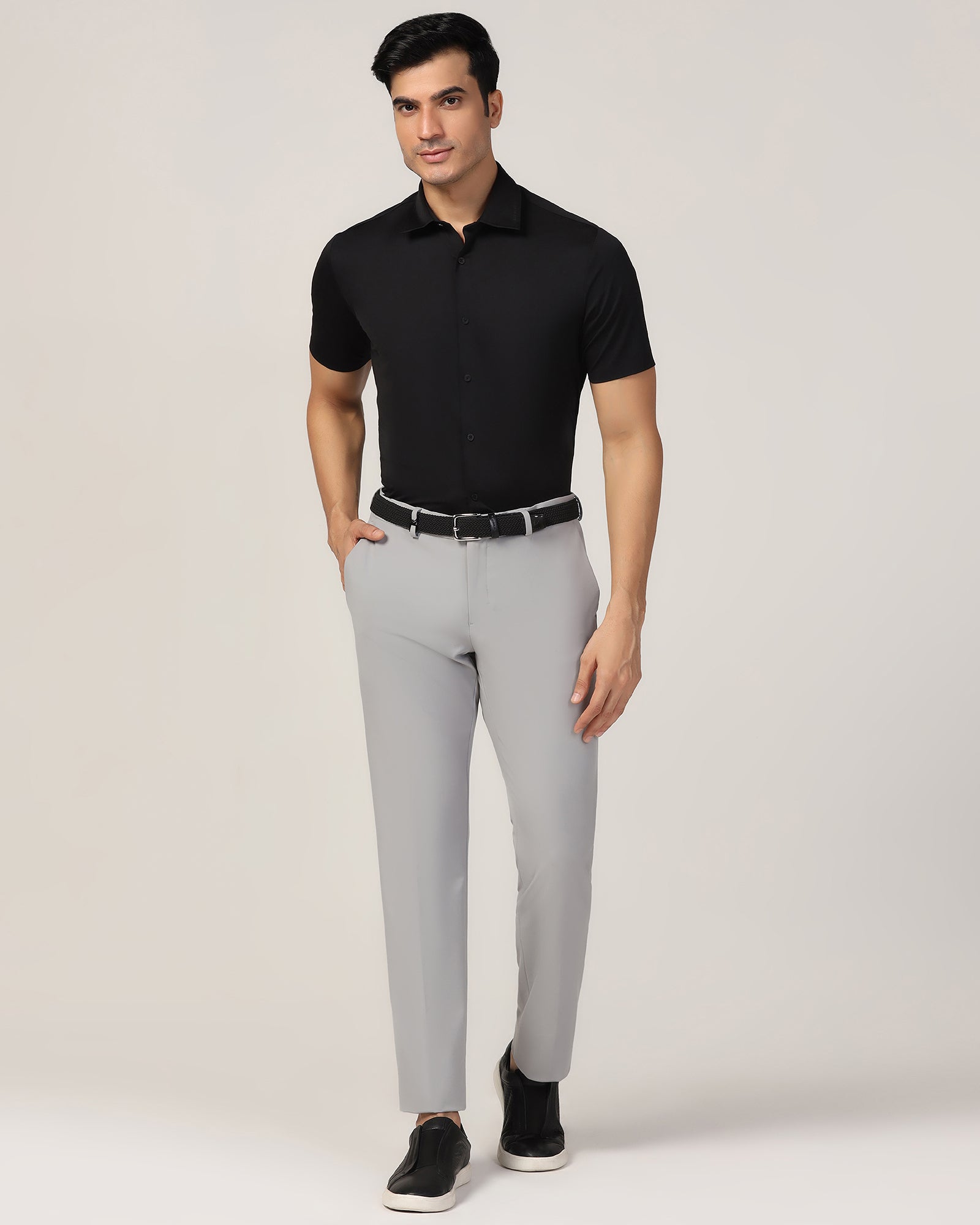 TechPro Formal Half Sleeve Black Solid Shirt - Alfie