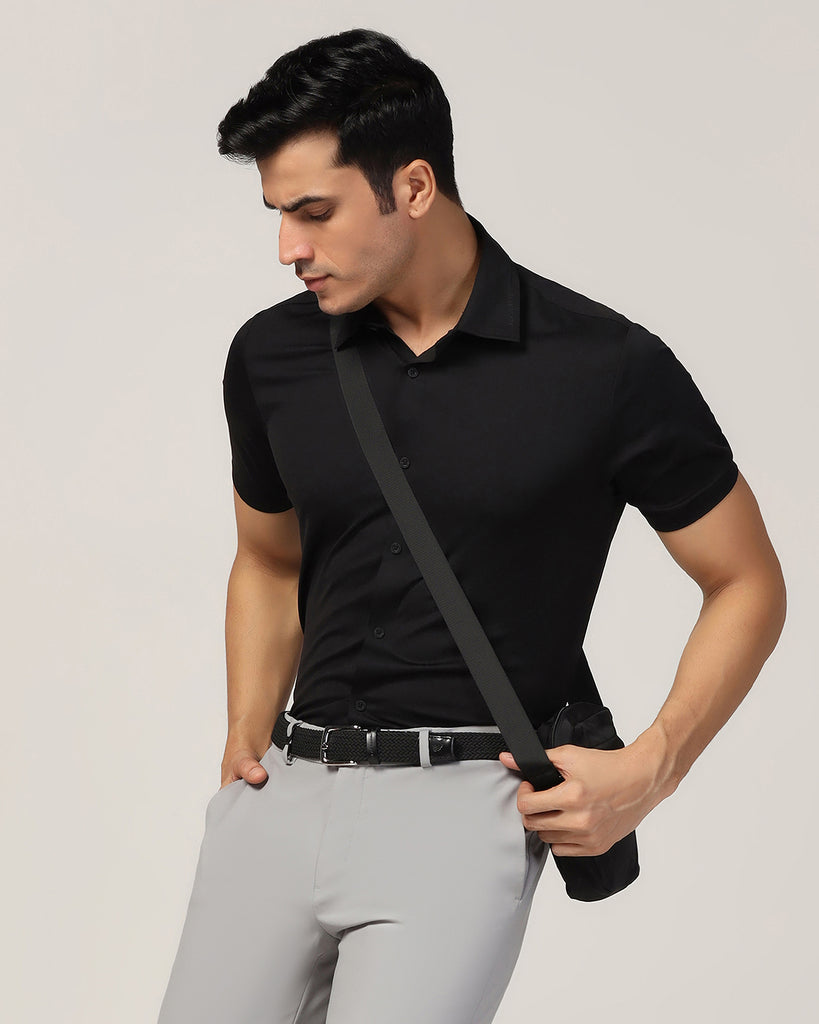 TechPro Formal Half Sleeve Black Solid Shirt - Alfie