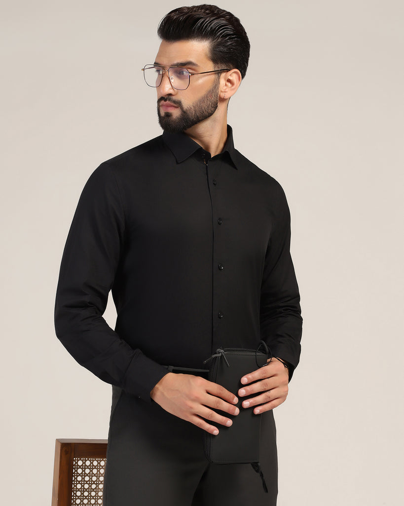 Formal Black Solid Shirt - Amber