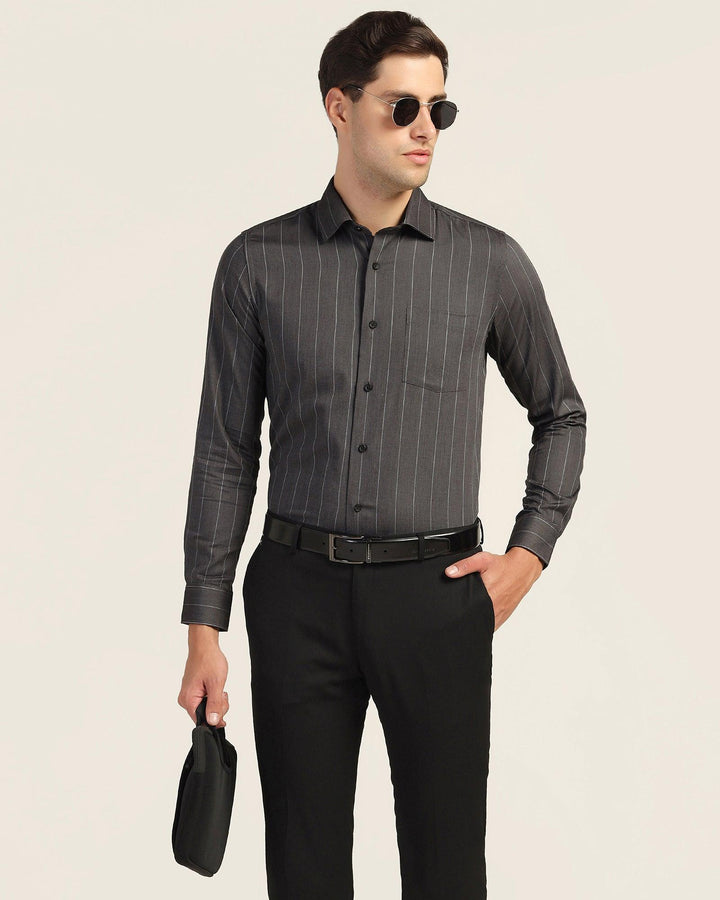 Formal Black Stripe Shirt - Orbit