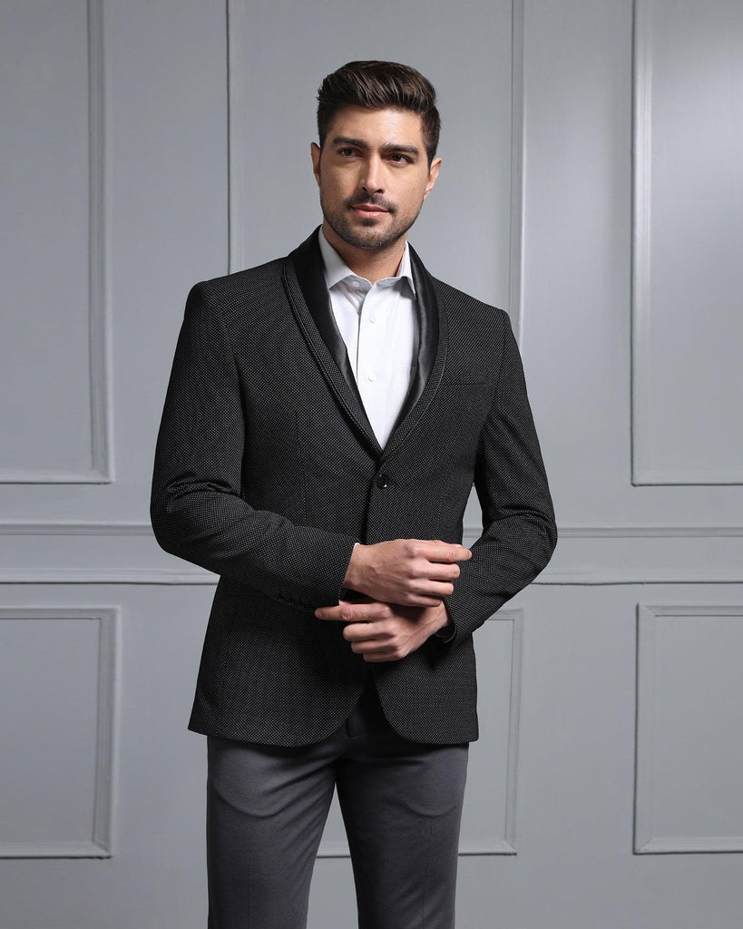 Formal Black Textured Blazer - Aaron