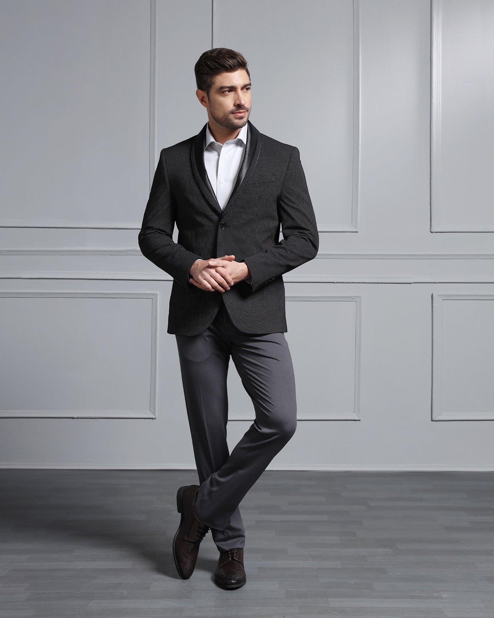 Formal Black Textured Blazer - Aaron