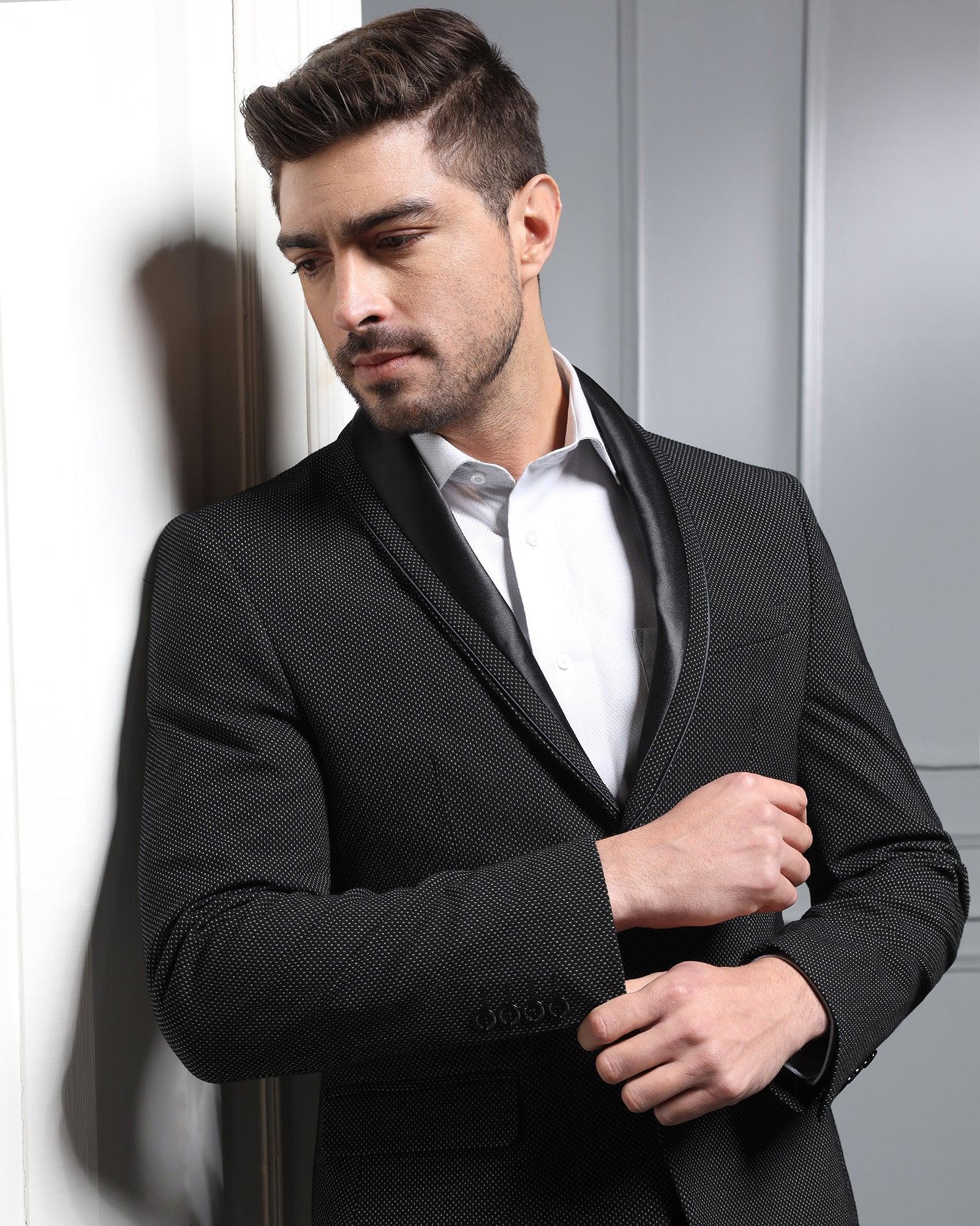 Formal Black Textured Blazer - Aaron