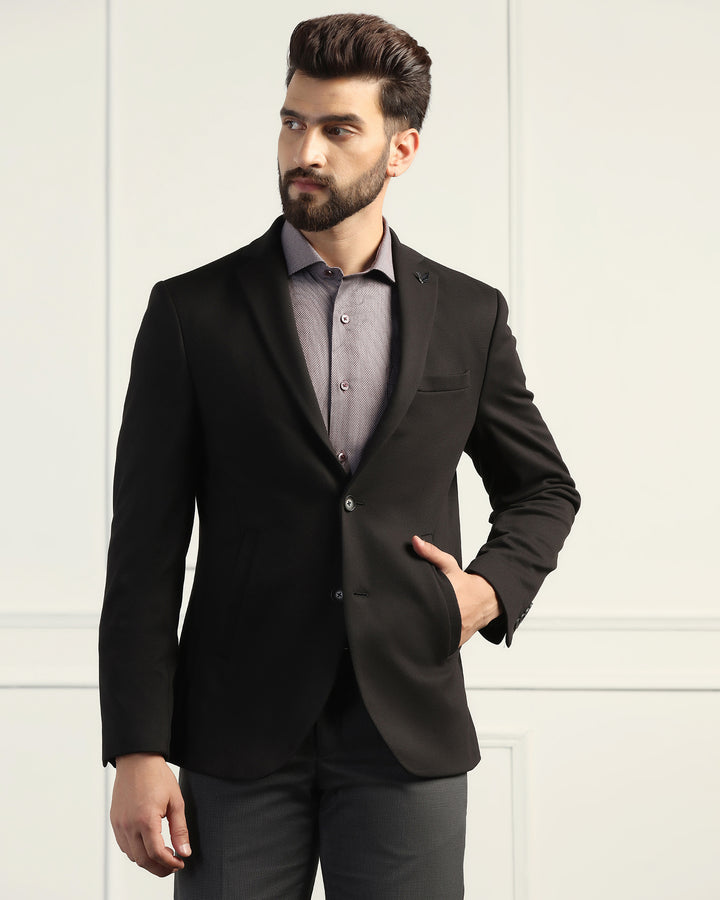 Formal Black Textured Blazer - Elevate