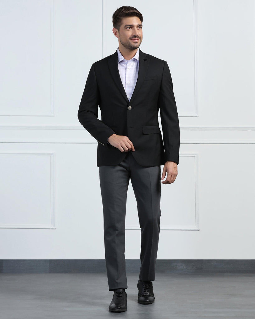 Formal Black Textured Blazer - Pajero