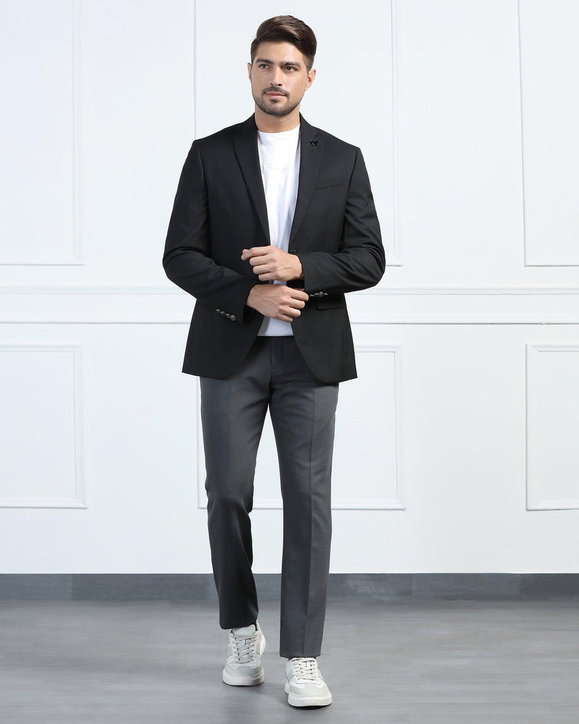 Formal Black Textured Blazer - Pajero