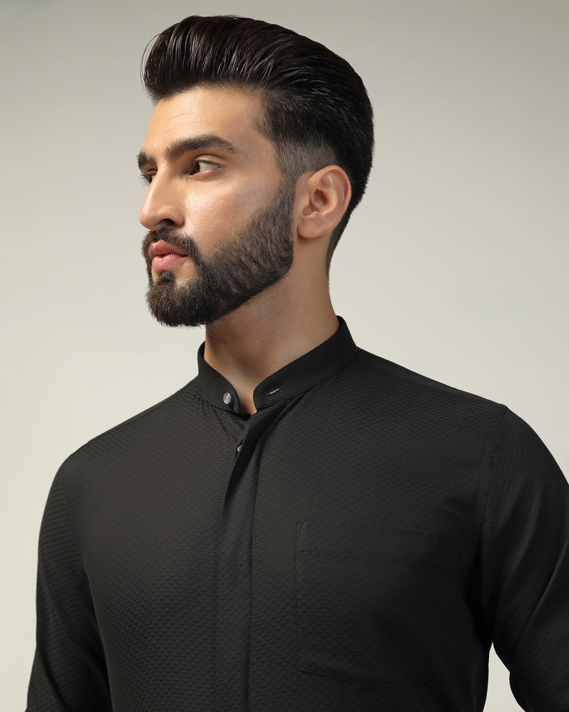 Formal Black Textured Shirt - Leon