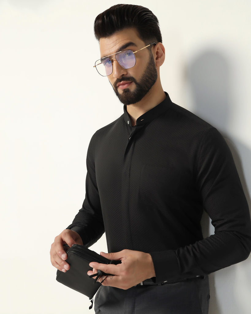 Formal Black Textured Shirt - Leon