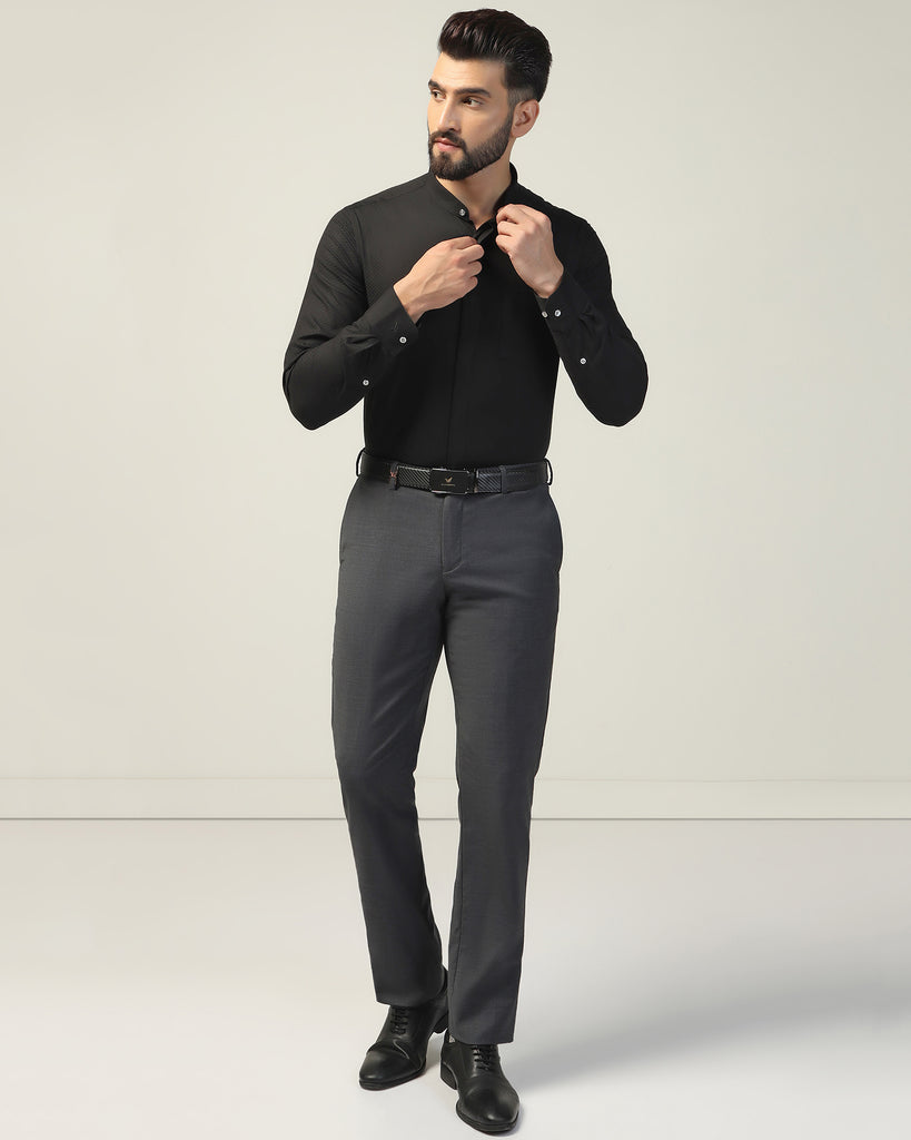 Formal Black Textured Shirt - Leon