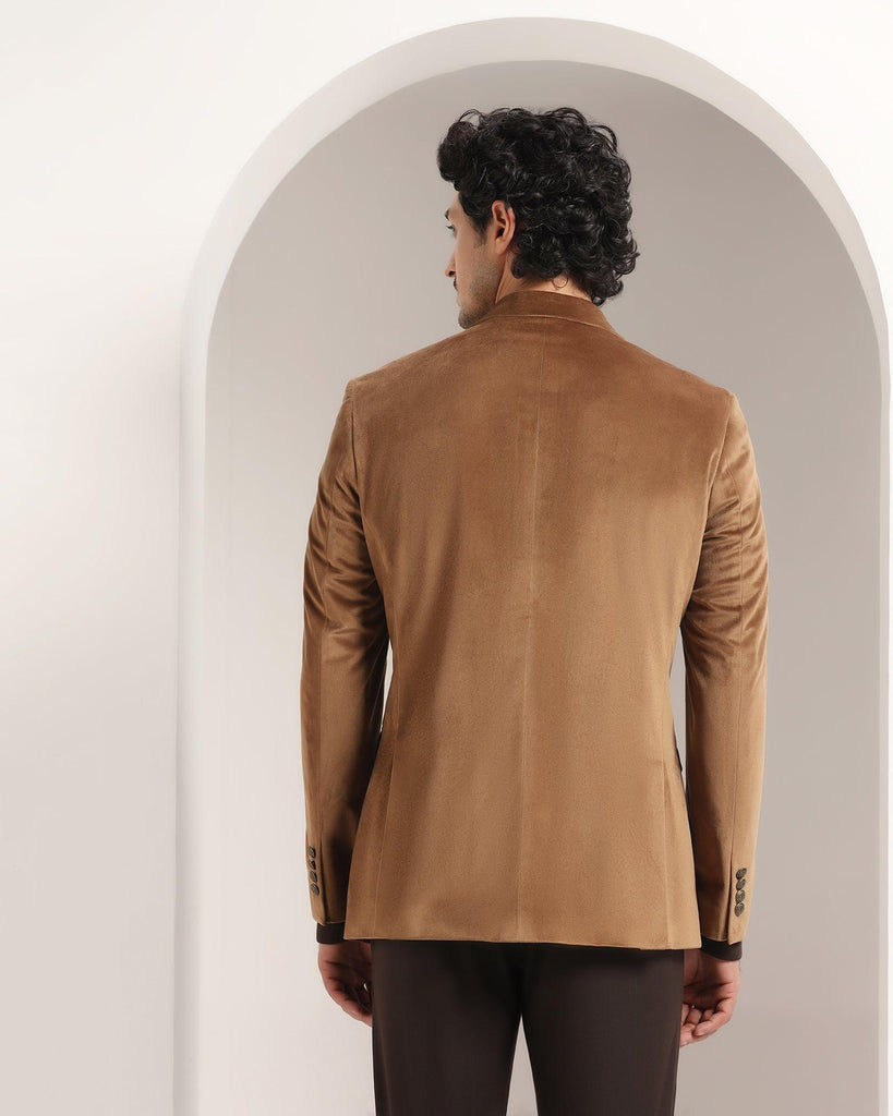 Formal Brown Solid Blazer - Jenkin