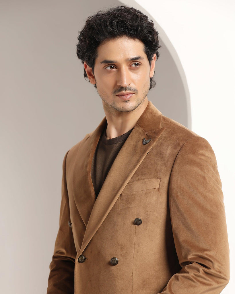 Formal Brown Solid Blazer - Jenkin