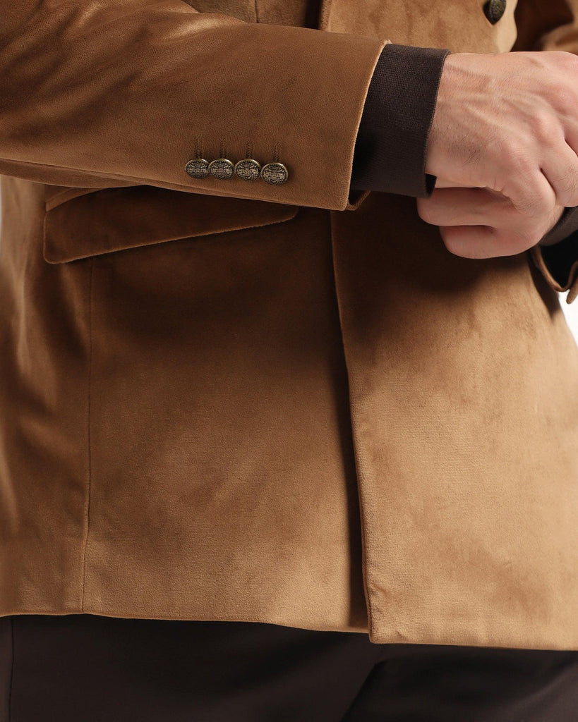 Formal Brown Solid Blazer - Jenkin