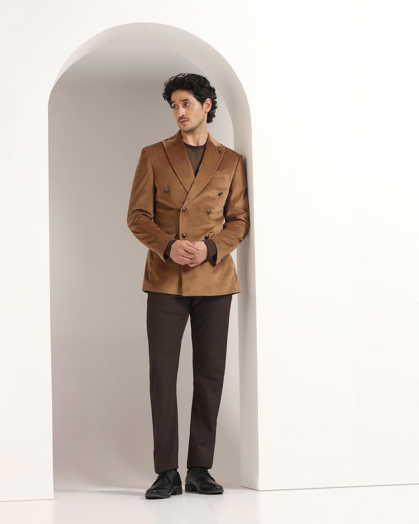 Formal Brown Solid Blazer - Jenkin