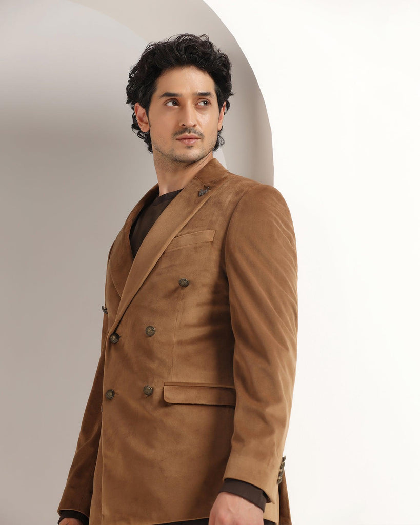 Formal Brown Solid Blazer - Jenkin