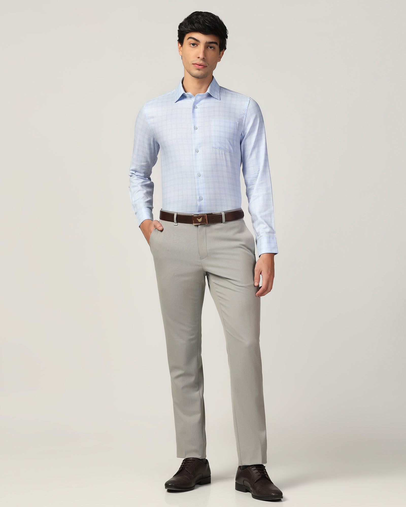 Formal Blue Check Shirt - Bacon