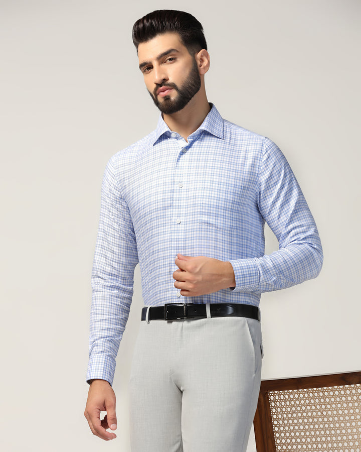 Non Iron Formal Blue Check Shirt - Blake