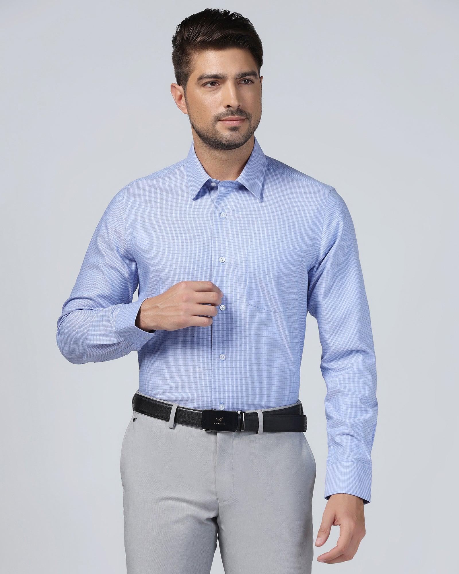 Non Iron Formal Blue Check Shirt - Zoi