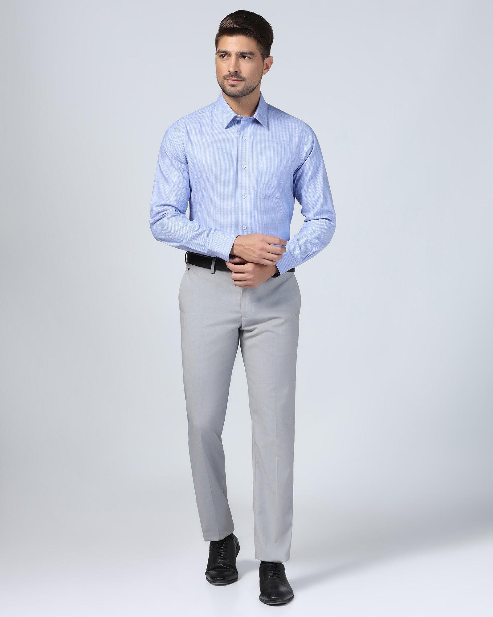 Non Iron Formal Blue Check Shirt - Zoi