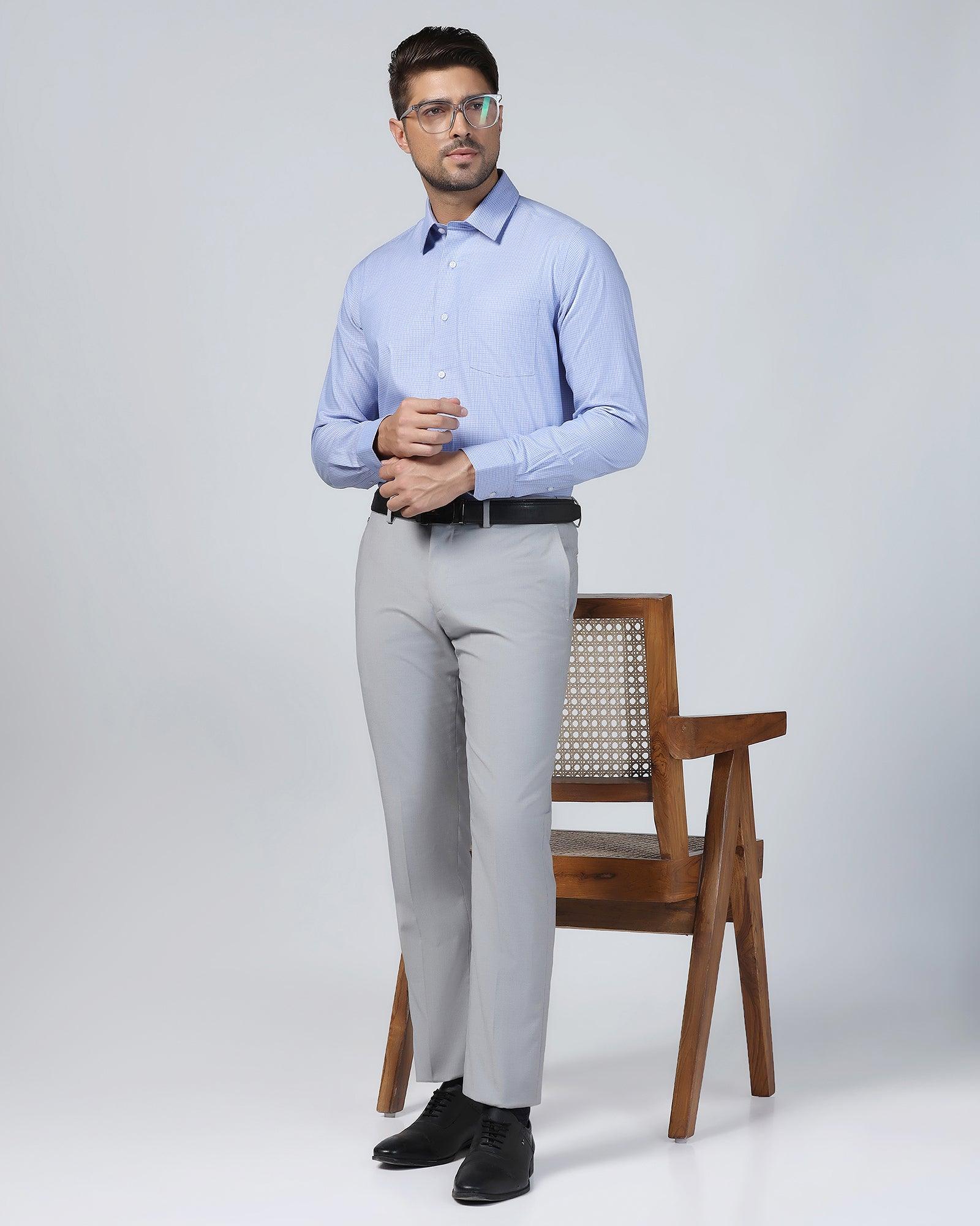 Non Iron Formal Blue Check Shirt - Zoi