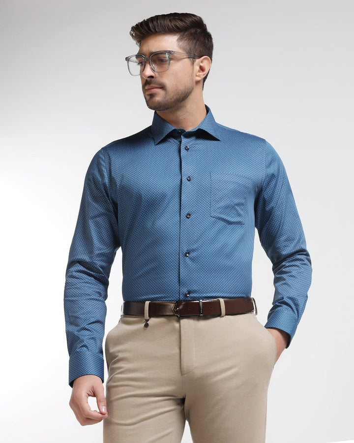 Formal Blue Printed Shirt - Brion