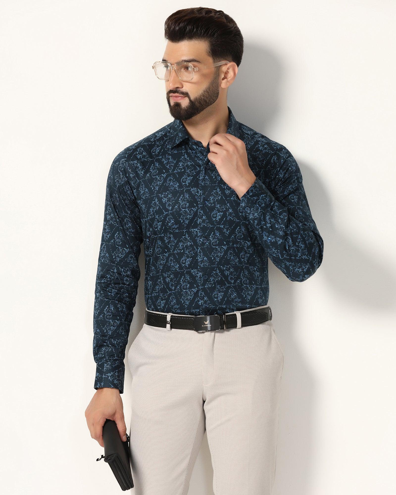 Buy Formal Blue Printed Shirt from Burro Collection