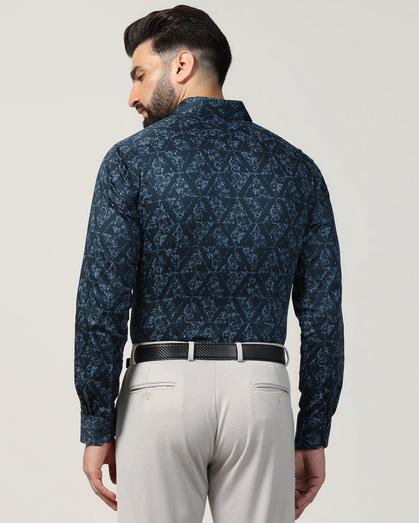 Formal Blue Printed Shirt - Burro