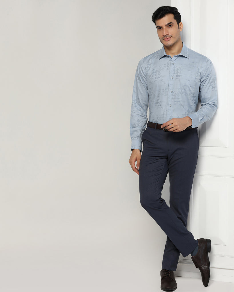 Formal Blue Printed Shirt - Jacob