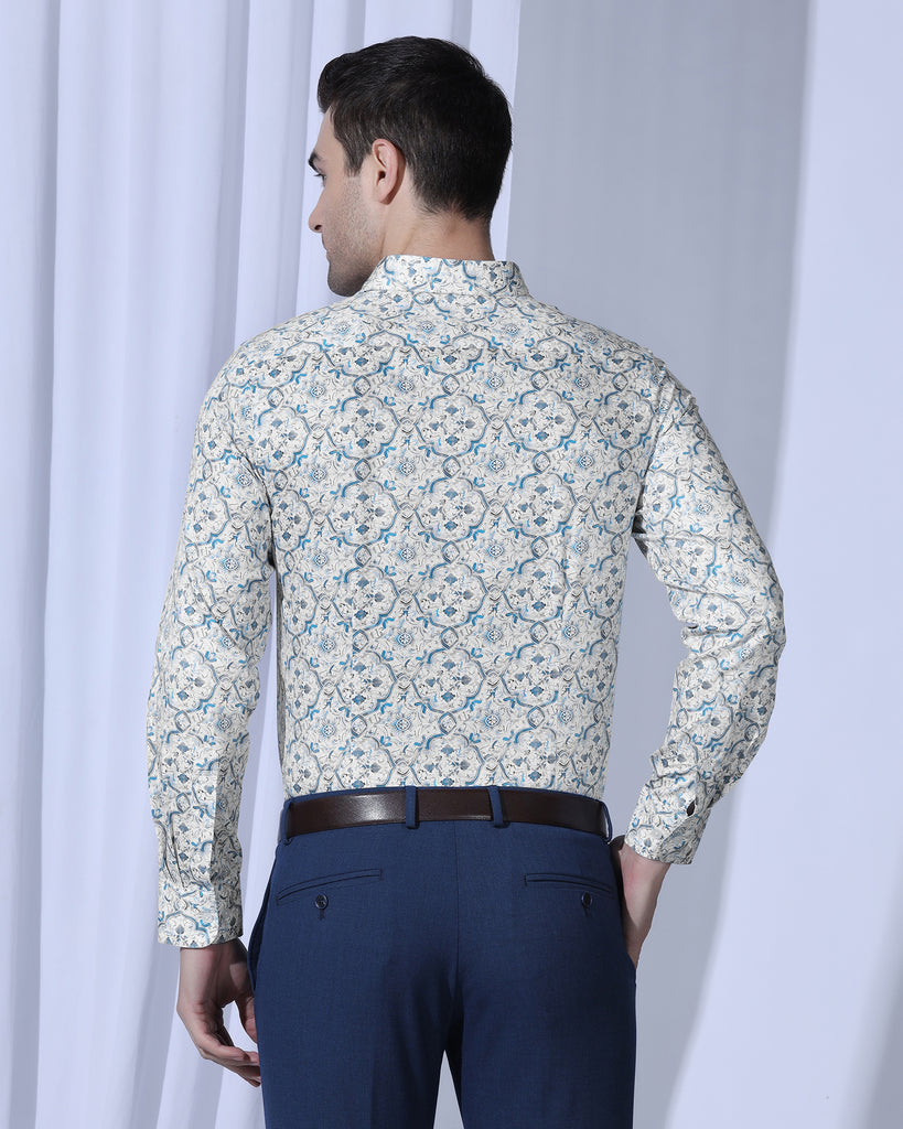 Formal Blue Printed Shirt - Shion