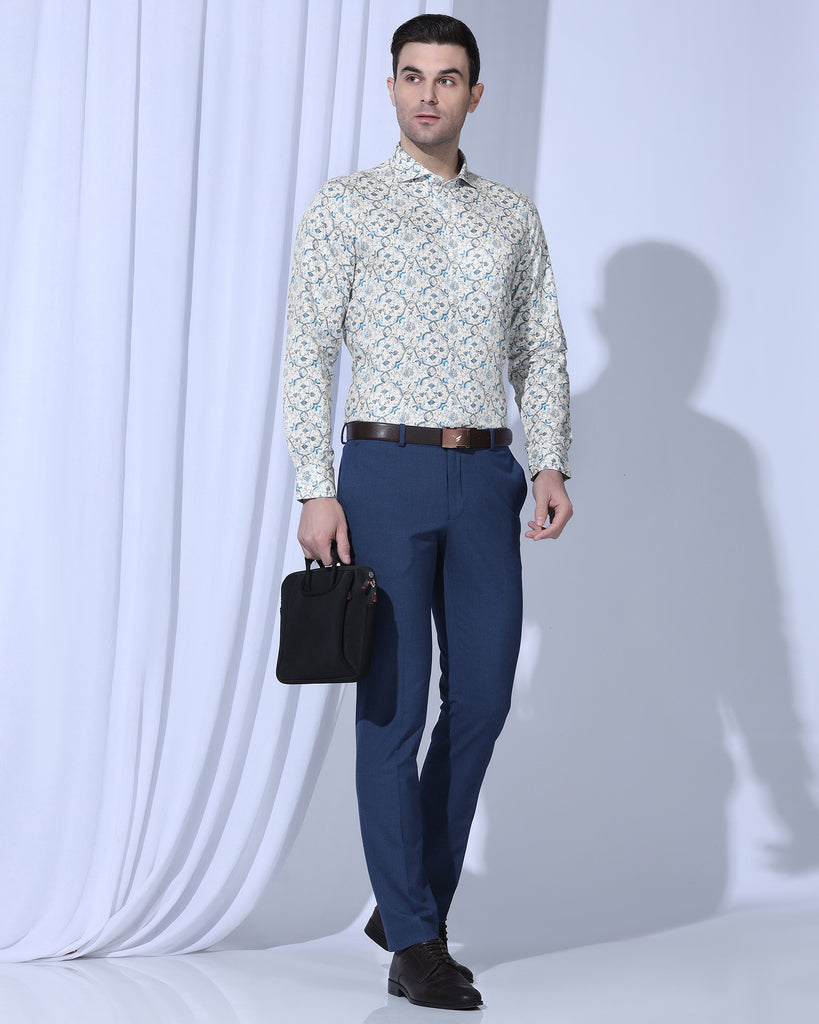 Formal Blue Printed Shirt - Shion