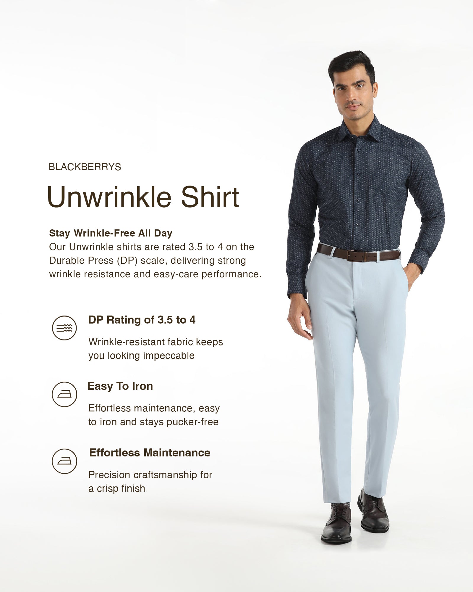 Non Iron Formal Blue Printed Shirt - Valor