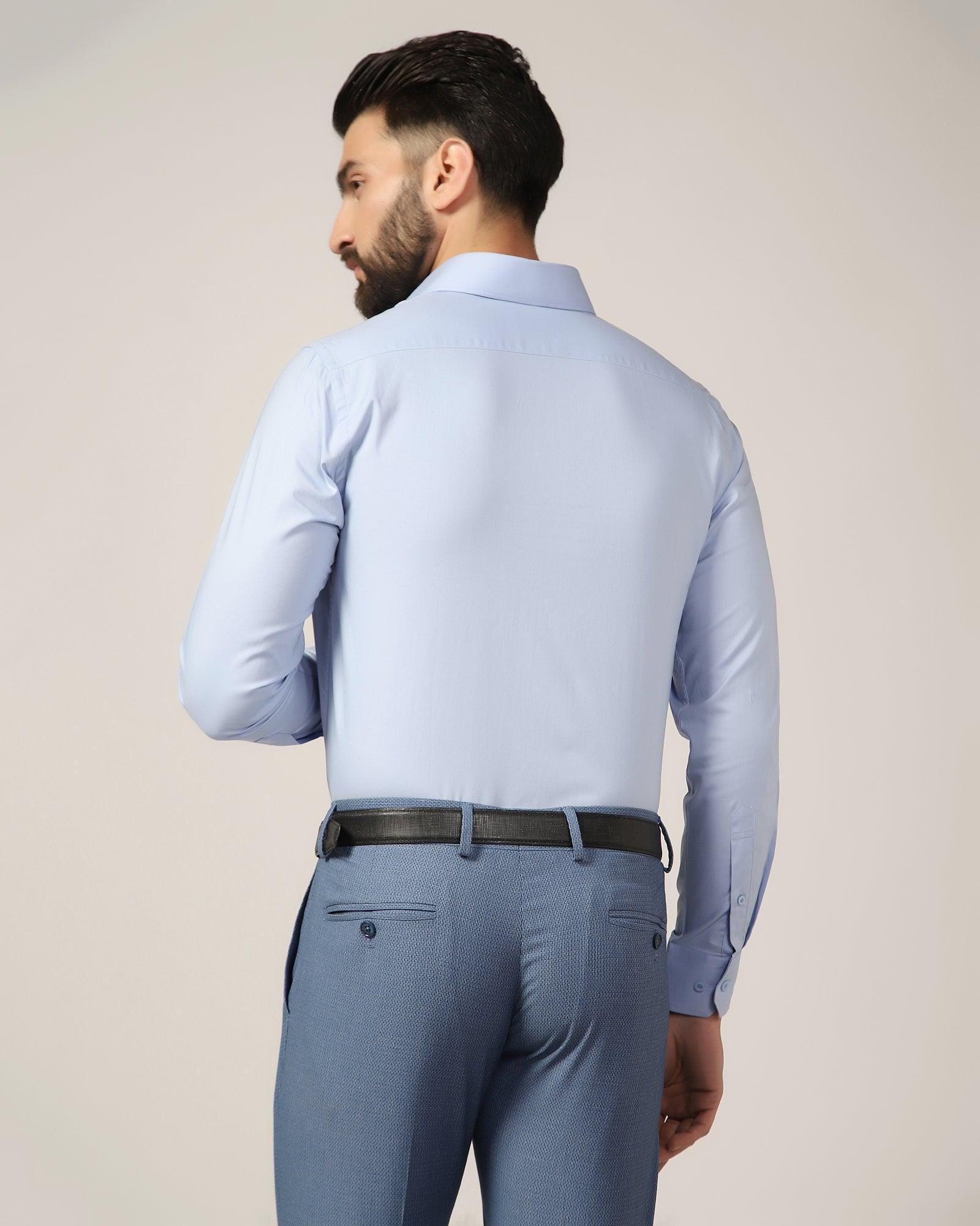 Formal Blue Solid Shirt - Retro
