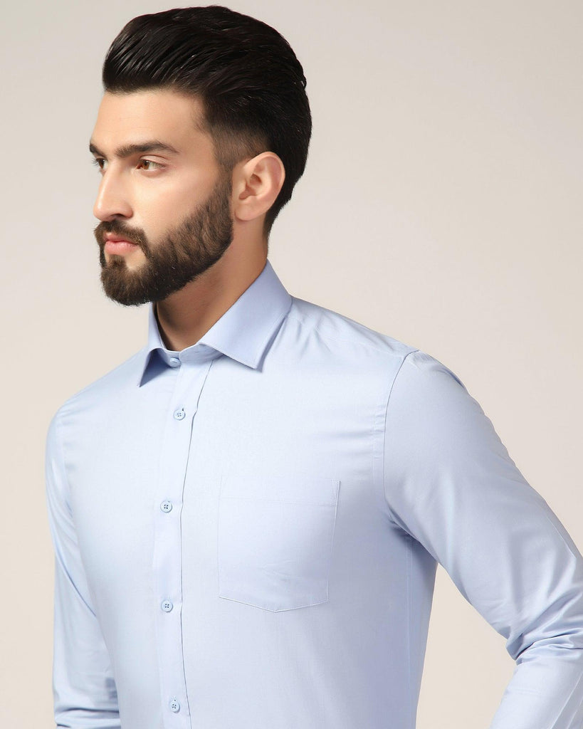 Formal Blue Solid Shirt - Retro