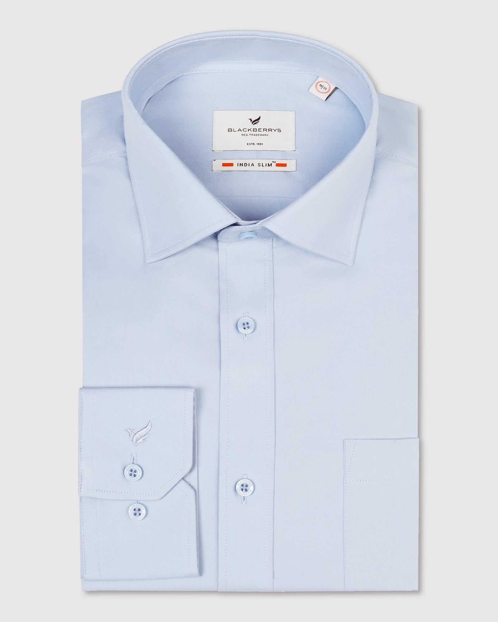 Formal Blue Solid Shirt - Retro - Blackberrys