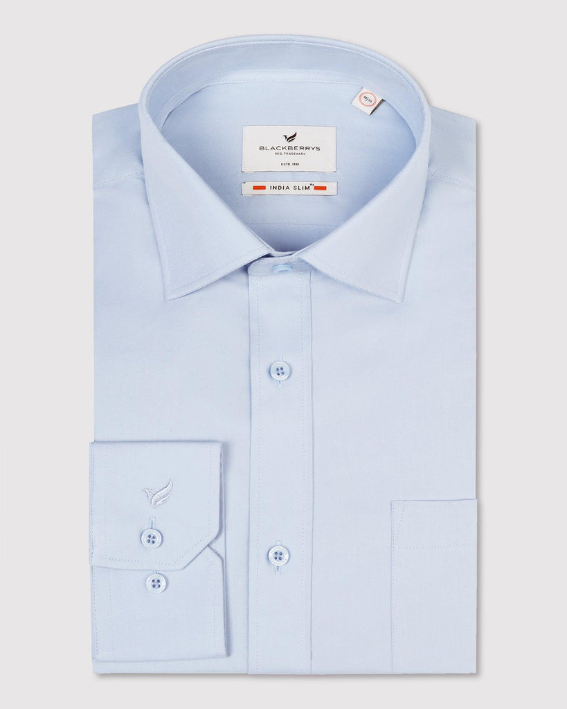 Formal Blue Solid Shirt - Retro