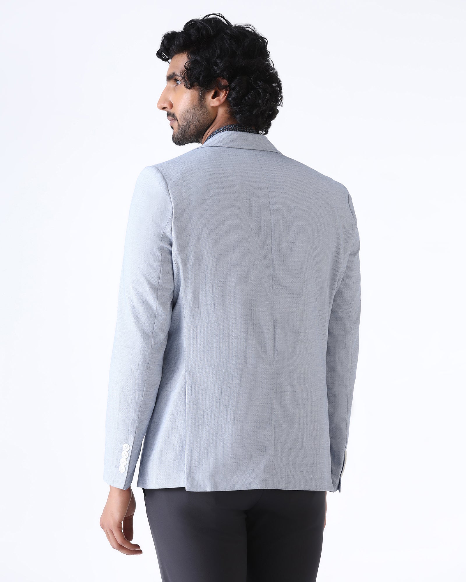 Formal Blue Textured Blazer - Barca