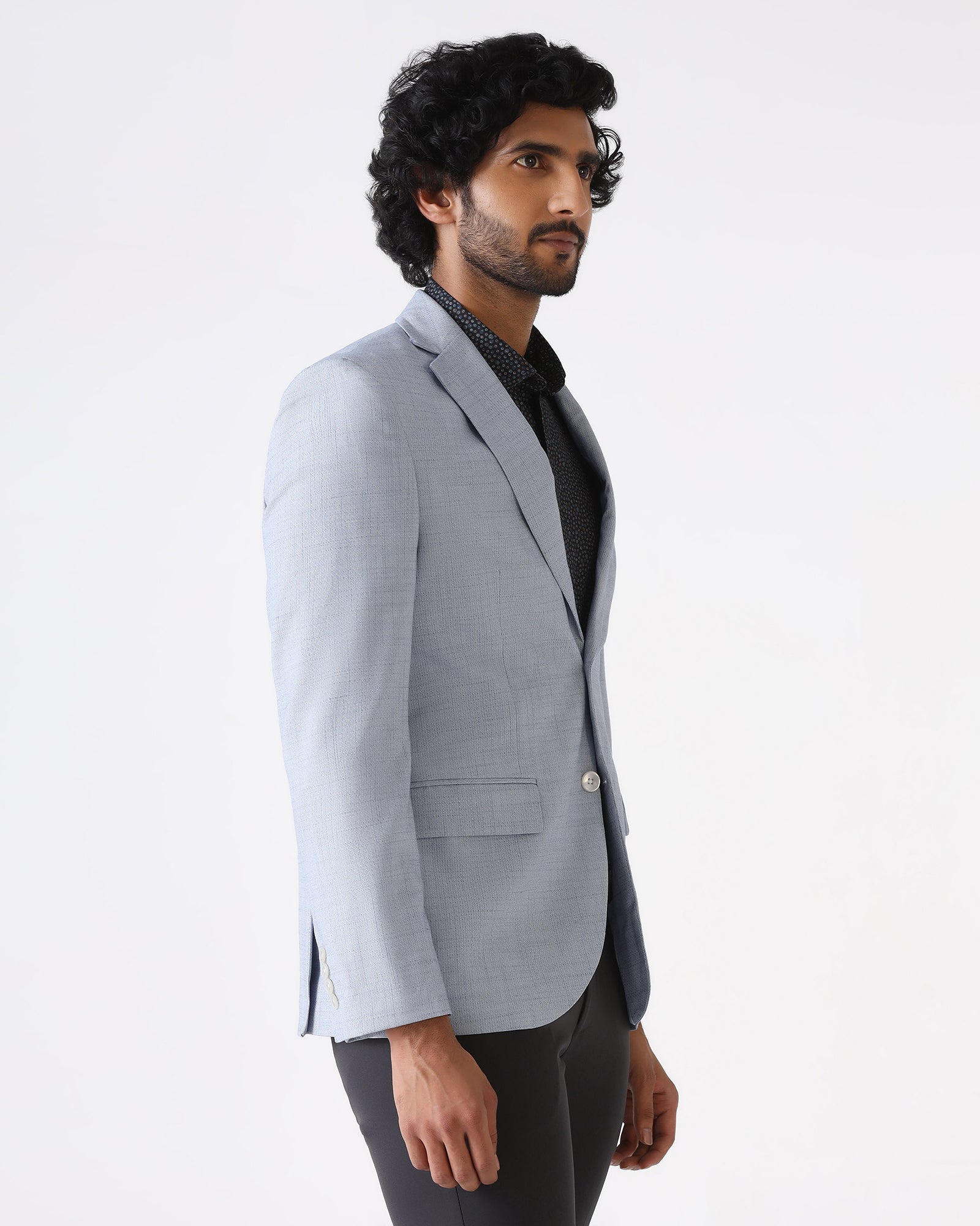 Formal Blue Textured Blazer - Barca