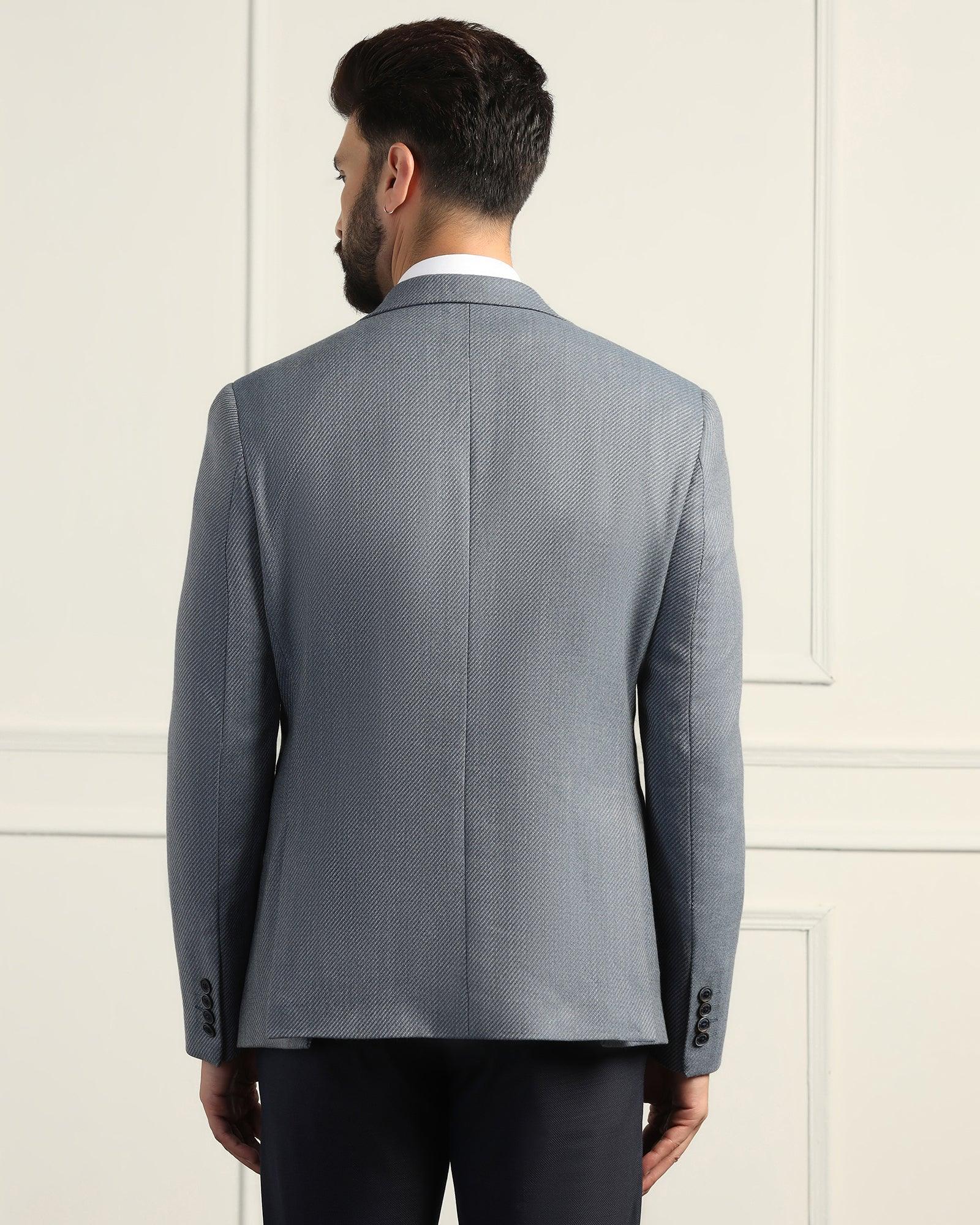 Formal Blue Textured Blazer - Corolla