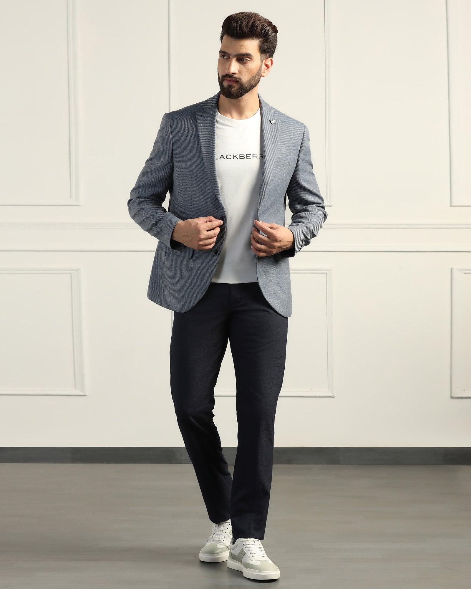 Formal Blue Textured Blazer - Corolla