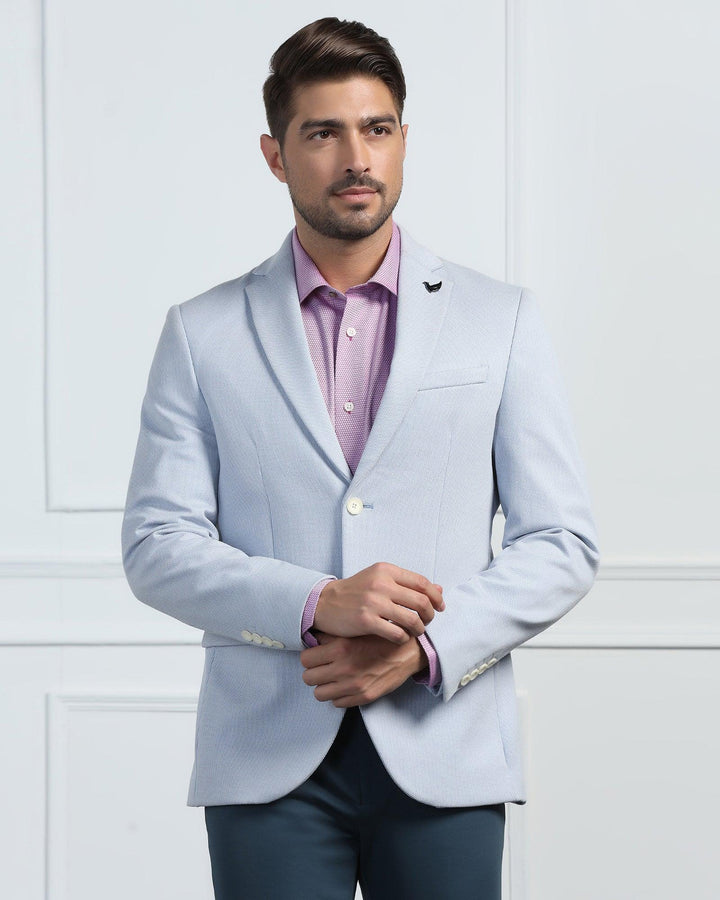 Formal Blue Textured Blazer - Venue