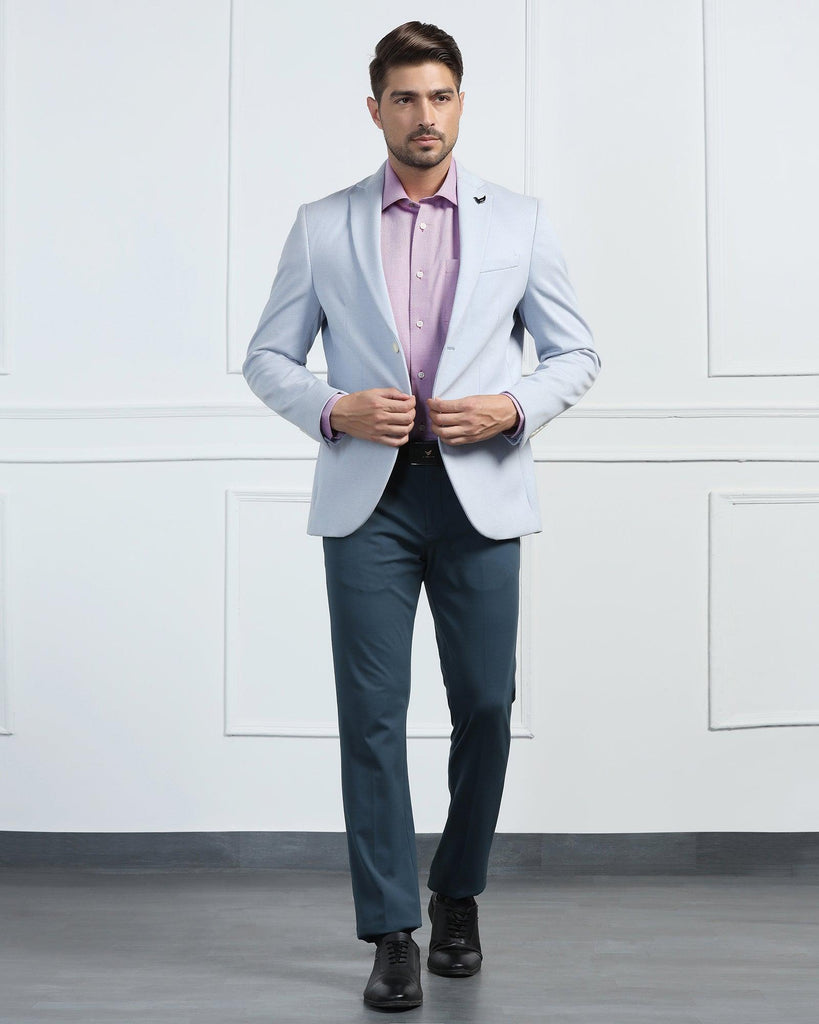 Formal Blue Textured Blazer - Venue